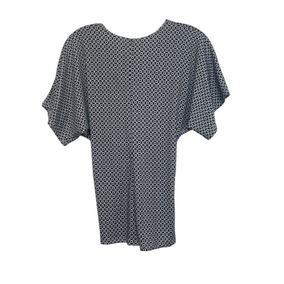 24Seven Geometric Print Top Shirt Womens Medium Black White New - Picture 3 of 10